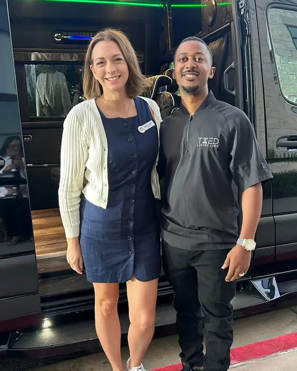 Client with a TIED team member beside an Executive Sprinter